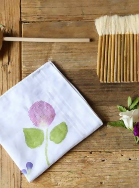 纯棉蜡染扎染拓印方巾儿童DIY