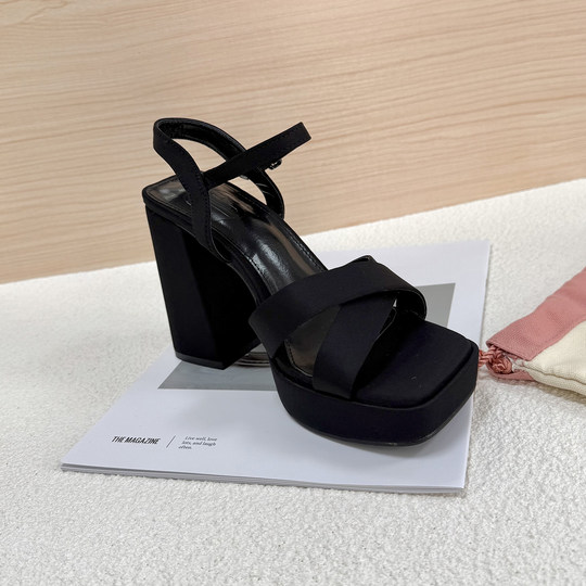 Ultra high heel cross strap open toe sandals