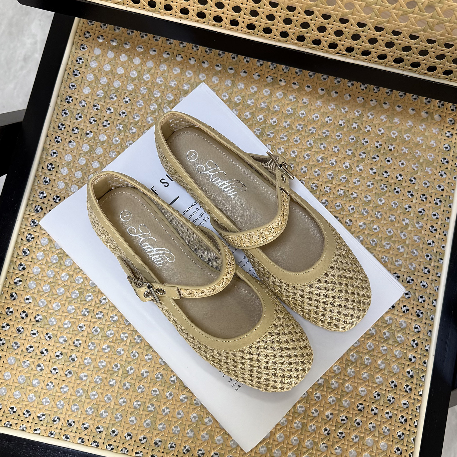 文艺风  外贸纯原编织玛丽珍鞋一字带芭蕾鞋浅口平底大码单鞋女,淘宝优惠券,粉丝福利购,淘宝优惠卷