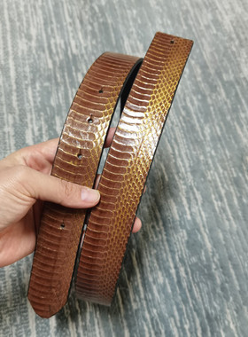 蛇皮腰带真蛇皮外贸尾单无拼接
