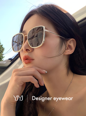 白色大框墨镜上脸显瘦防紫外线