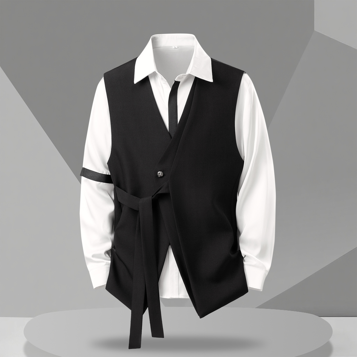 发型师潮牌男装套装男商务正装时尚百搭帅气婚礼宴会工装马夹背心 - 图3