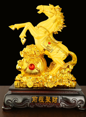 马摆件招财聚宝盆生肖马年工艺品