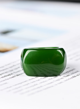 玉石匠新疆和田碧玉羊脂级马鞍戒指男女款老坑菠菜绿色玉指环扳指