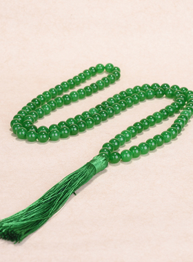 玉石匠满绿翡翠108颗佛珠念珠手链男女款铁龙生手串祖母绿色项链