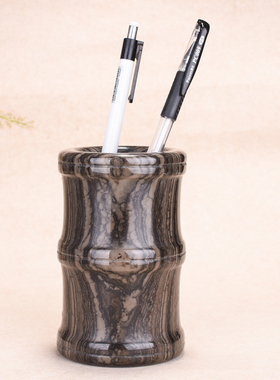 玉石匠泰山玉蛇纹玉办公桌笔筒桌面摆件树化玉笔筒茶道花道插花筒