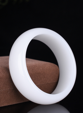 新疆和田白玉宽条玉镯子 女款羊脂白玉富贵镯子 昆仑白玉A货手镯