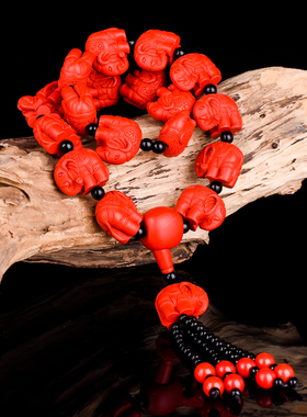 原矿朱砂大象钥匙扣汽车挂件本命年转运招财吊坠男女手串毛衣链