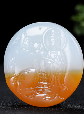 新疆和田羊脂白玉观音吊坠糖料菩萨玉坠守护神昆仑玉黄玉观音挂件