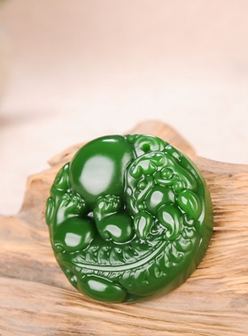 玉石匠和田玉碧玉貔貅吊坠男女款玉皮丘貔貅有求必应挂件玉坠玉佩