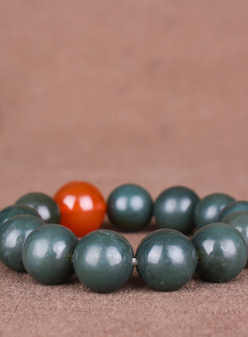 玉石匠新疆和田玉霸气男款老玉手链时尚男女款老料青玉手串手饰