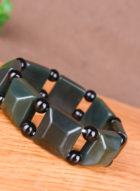 玉石匠新疆和田玉青玉男女款手链天然玉石方形方片时尚男女手链