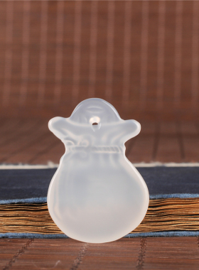 玉石匠冰种白玉髓钱袋吊坠 新款白玛瑙福袋玉吊坠 挂件项链玉坠