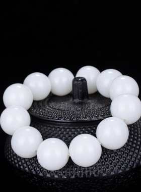 玉石匠新疆和田白玉手链 青白玉手串 时尚霸气男女款昆仑玉手饰