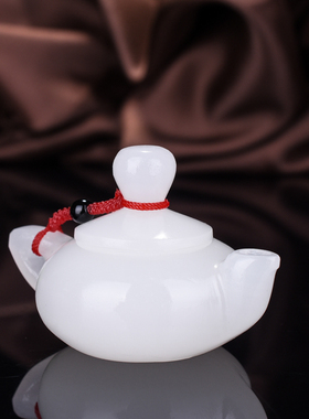 玉石匠新疆和田白玉壶手把件 观赏壶把把胡玉茶具茶壶小酒壶摆件