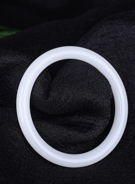 和田玉羊脂白玉手镯 复古细圆条手镯 少女款金丝玉细条A货玉镯子