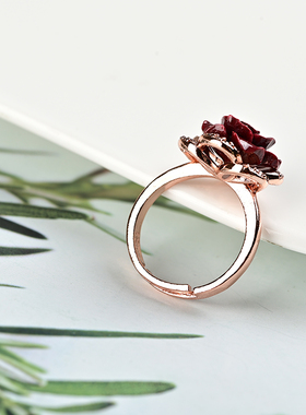 玉石匠朱砂戒指 花开富贵紫金砂指环 女款玫瑰花银镶嵌帝王砂手饰