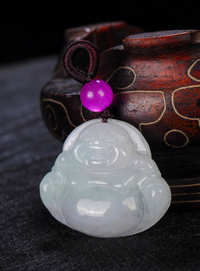 缅甸翡翠A货弥勒佛公玉观音玉佛吊坠男女款翡翠笑佛项链玉坠