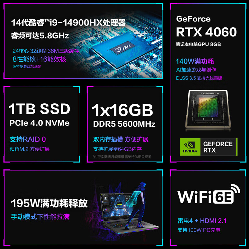 ROG枪神8游戏本14代酷睿i9-14900HX 16英寸2.5K星云屏电竞笔记本电脑240Hz-图0