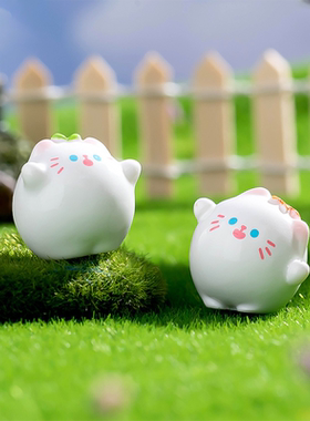 创意可爱呆萌团子小猫咪装饰品 桌面工位车载车内治愈系小摆件