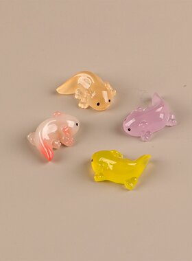 夜光可爱呆呆小蝾螈 微景观创意装饰品配件办公室桌面迷你小摆件