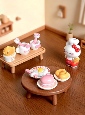 微景观可爱小猫厨房餐具仿真食玩 娃屋造景diy装饰品桌面小摆件