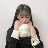 Зимний универсальный шарф, милый удерживающий тепло бархатный белый цветной шарф-платок, в корейском стиле