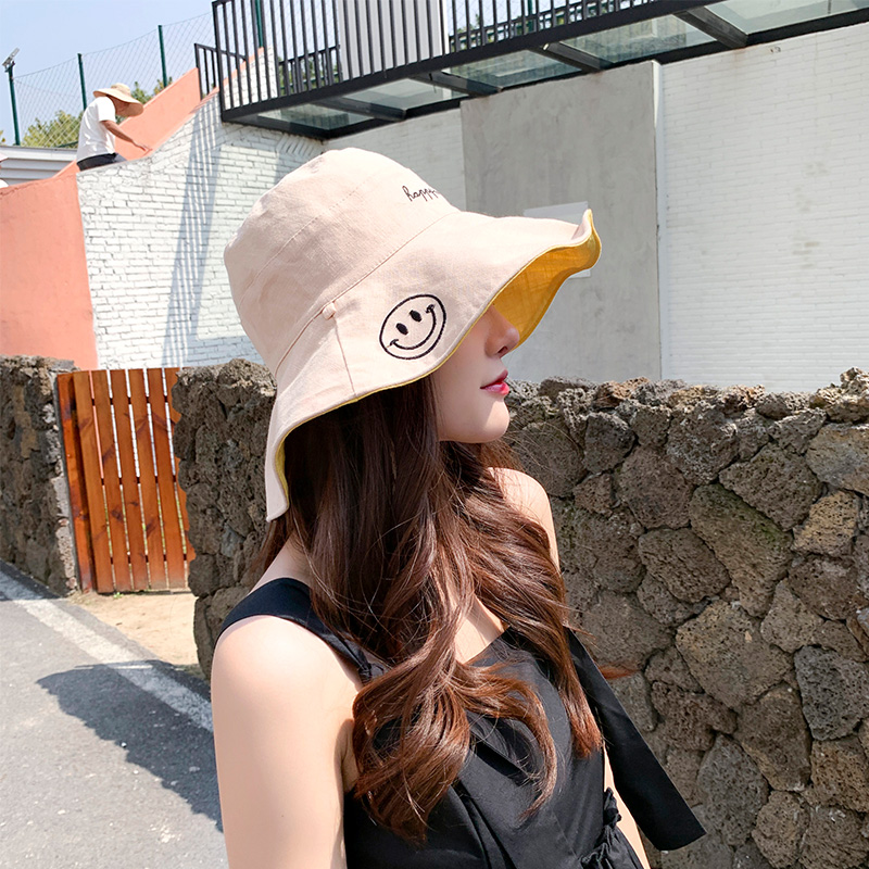 青妮美旗舰店黑色网红渔夫帽女韩版日系夏天休闲甜美可爱遮阳防晒双面戴盆帽子3