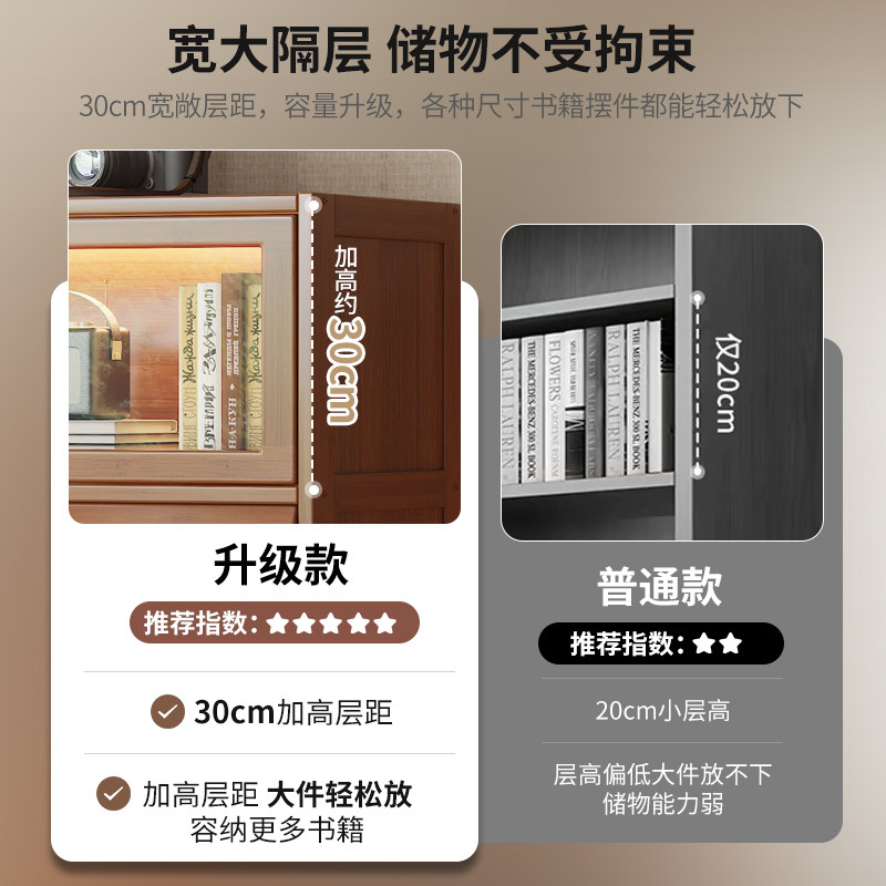 书架置物架落地书柜储物柜一体靠墙收纳家用客厅非实木防尘柜子