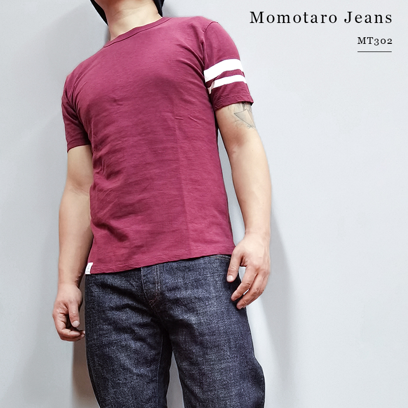 MOMOTARO JEANS MT002日产桃太郎出阵津巴布韦纯色夏季短袖体恤男-图0