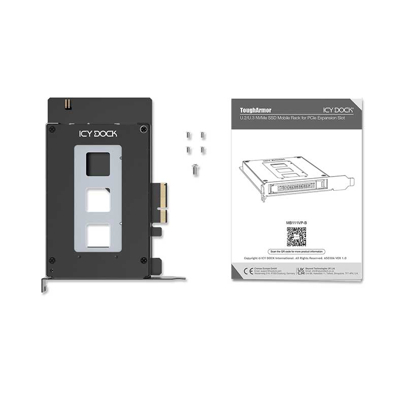 ICY DOCK硬盘扩展卡U.2 NVMe SSD PCIe转接硬盘抽取盒MB111VP-B-图2