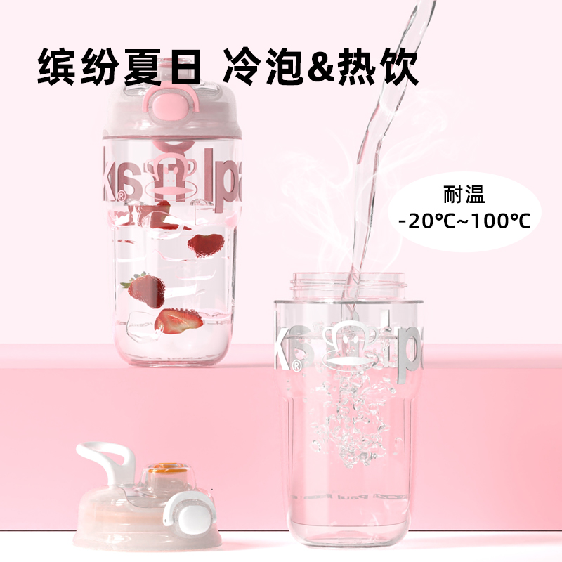大嘴猴水杯女生大容量夏季tritan耐高温便携学生上学专用塑料杯子