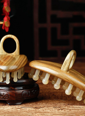 厂家插齿指环按摩梳檀木