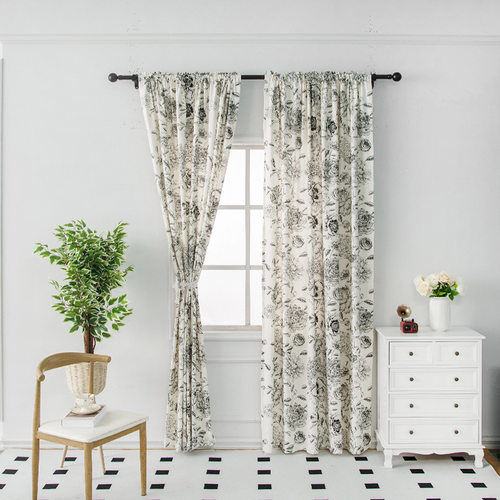 Floral curtain fabric cotton linen balcony curtain - 图1
