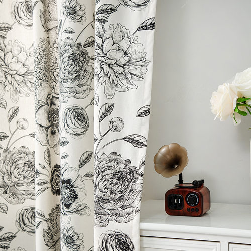 Floral curtain fabric cotton linen balcony curtain - 图2