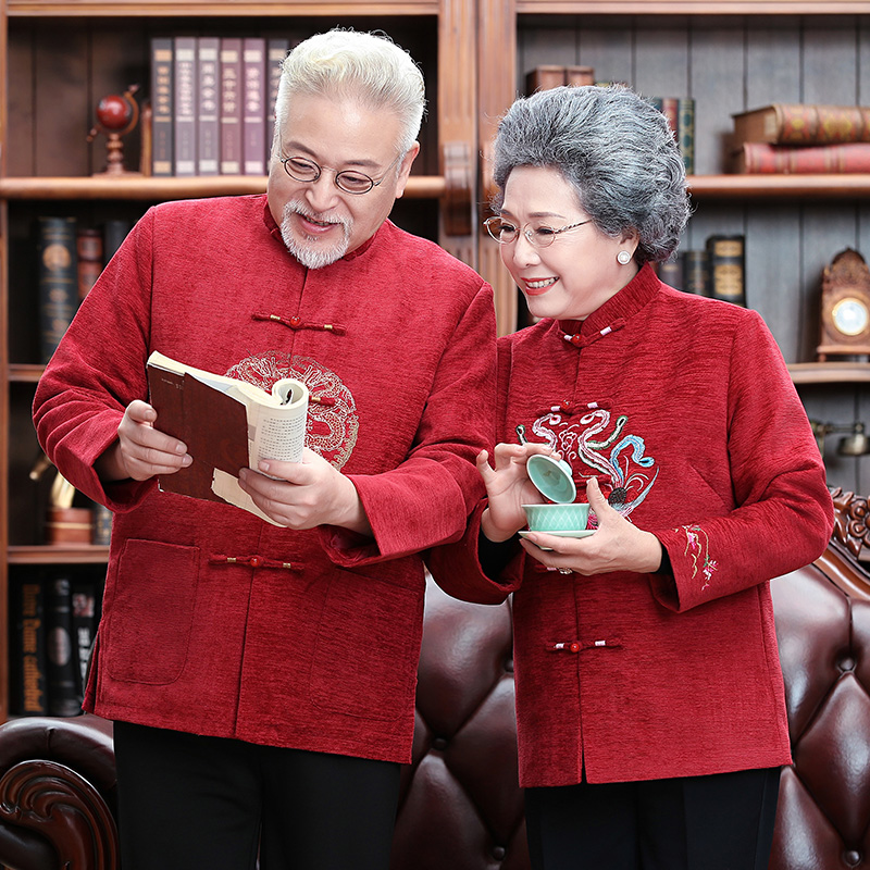 情侣装唐装男女套装中老年过寿生日 文笙服饰民族服装