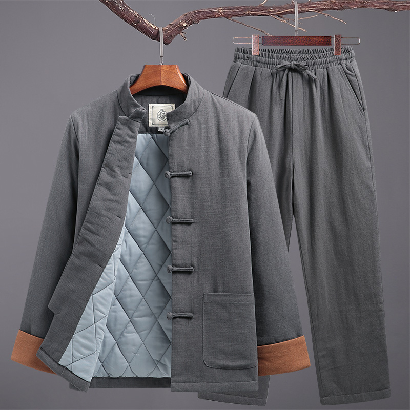 文笙服饰旗舰店中式唐装男爸爸棉袄冬季加厚加棉复古盘扣汉服中国风棉衣外套棉服0