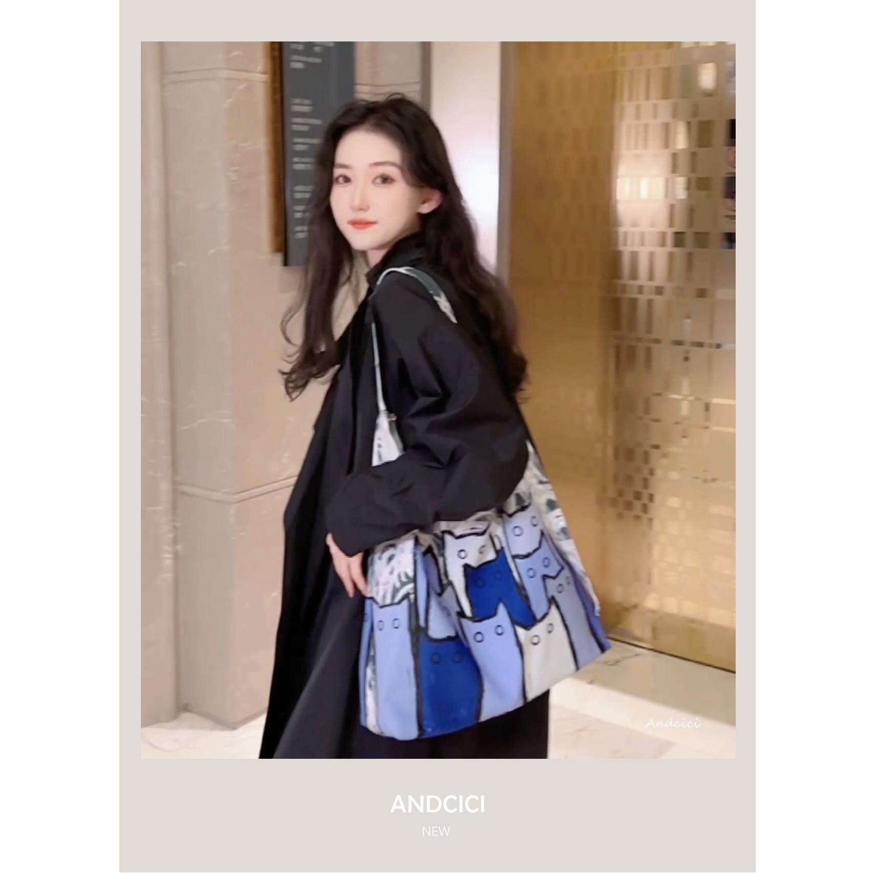 ANDCICI@布鲁猫 设计师拉链新月斜挎包腋下包单肩手提帆布托特包,淘宝优惠券,粉丝福利购,淘宝优惠卷