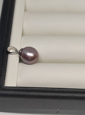 淡水真珍珠强光紫茄子水滴11mm纯银厚瓜子扣吊坠近无瑕节日礼物礼