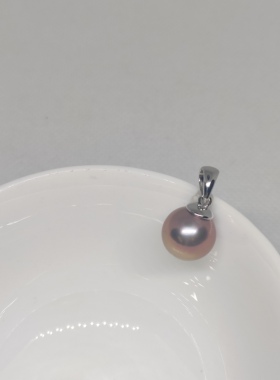 天然淡水珍珠吊坠强光正反面双色11mm纯银瓜子扣正反面无瑕底微瑕
