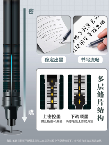 得力直液式走珠笔黑笔刷题笔签字笔考试老师学生专用蓝红笔黑色写字笔圆珠笔水笔水性碳素直液笔笔速干中性笔