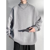 Main Wild (Zhu Ye) Sweater Mens Half High Collar Winter Loose Wool Clothing Pure Color Teen Sweatshirt Student