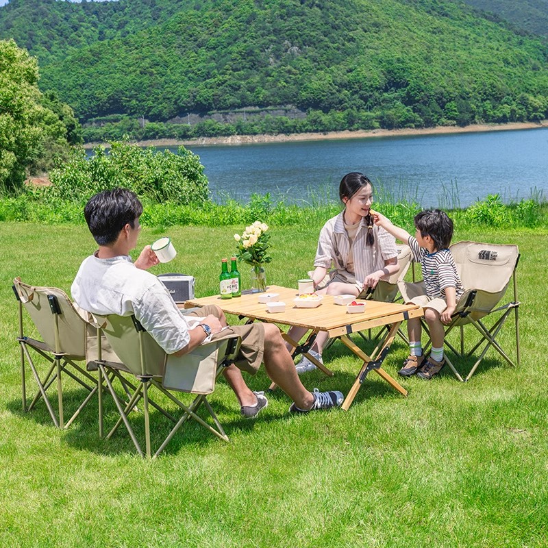 探险者月亮椅露营椅子户外折叠椅便携式躺椅钓鱼凳沙滩椅野餐桌椅 - 图1