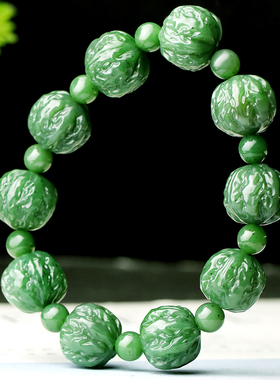 甄选老料碧绿无暇寓意健康长寿