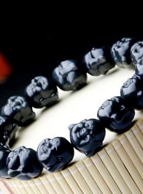 双面佛头弹性手链笑口常开带证书