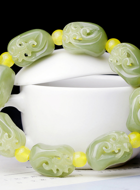 甄选老坑玉料镂空雕刻福寿连连