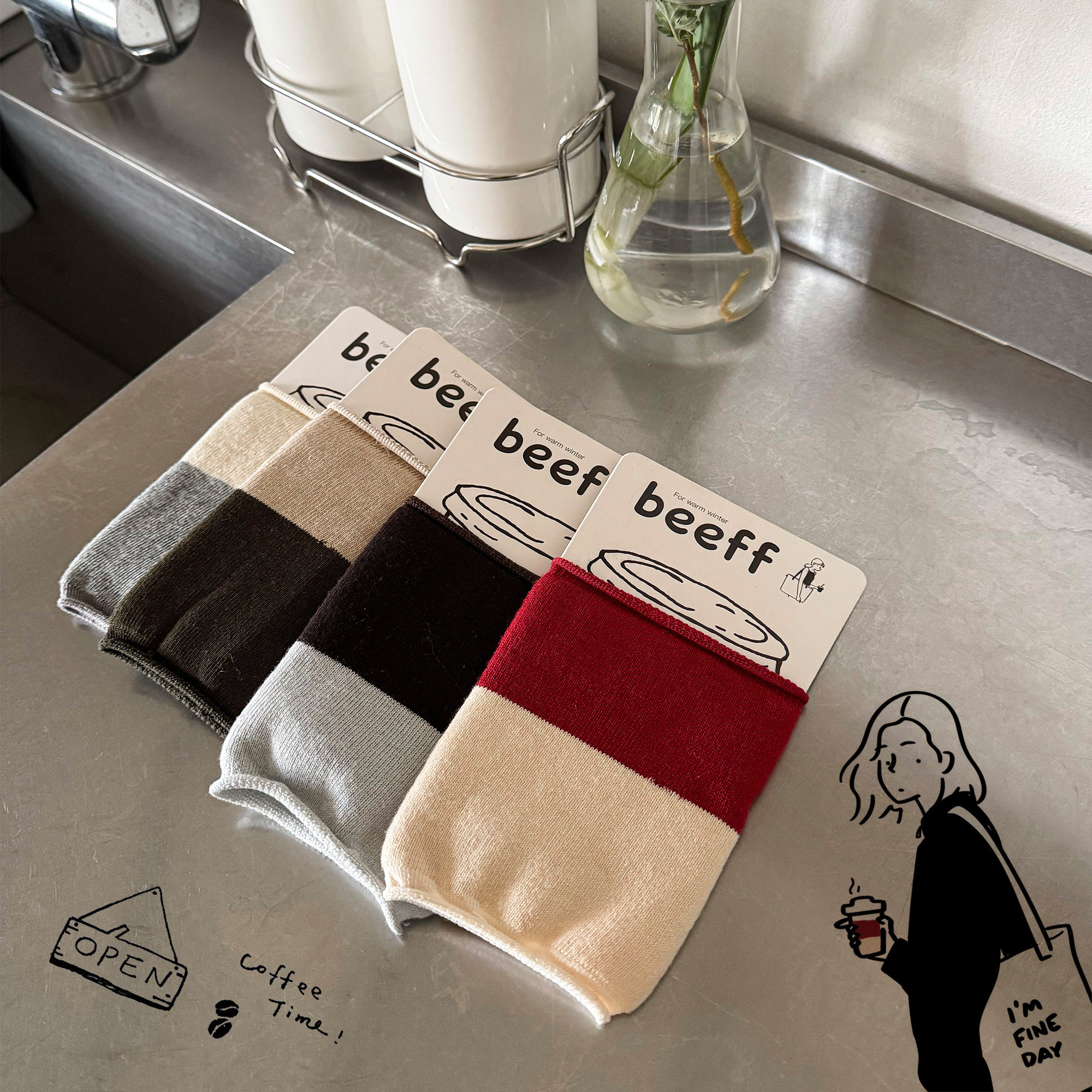 Beeff“暖手”杯套 防烫杯套可循环使用杯套 咖啡杯子小配件 棉,淘宝优惠券,粉丝福利购,淘宝优惠卷