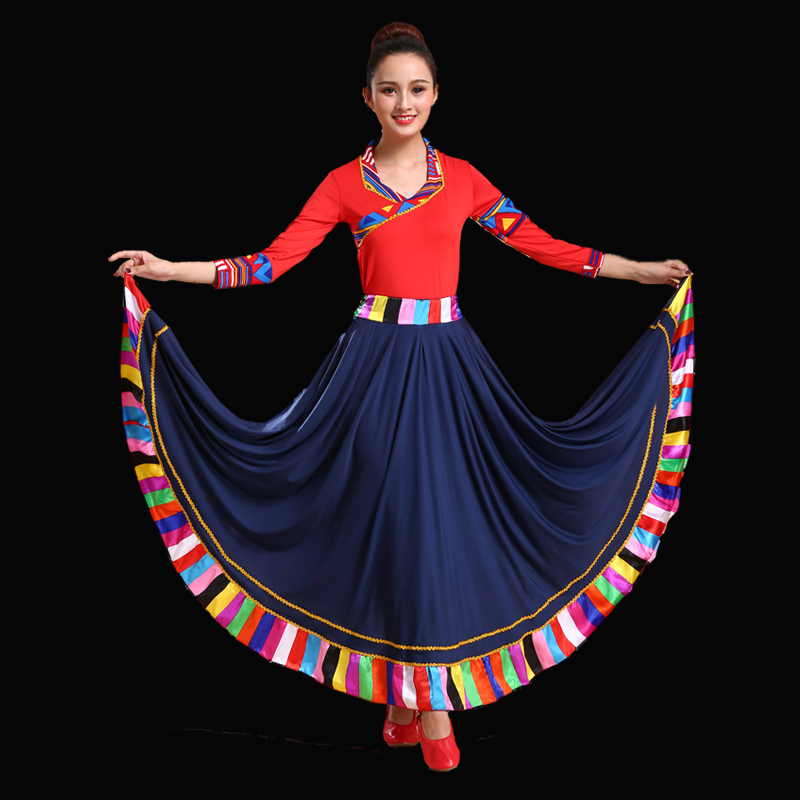 如登旗舰店广场舞服装新款套女藏族舞蹈演出服装民族风中老年跳舞衣服大摆裙0