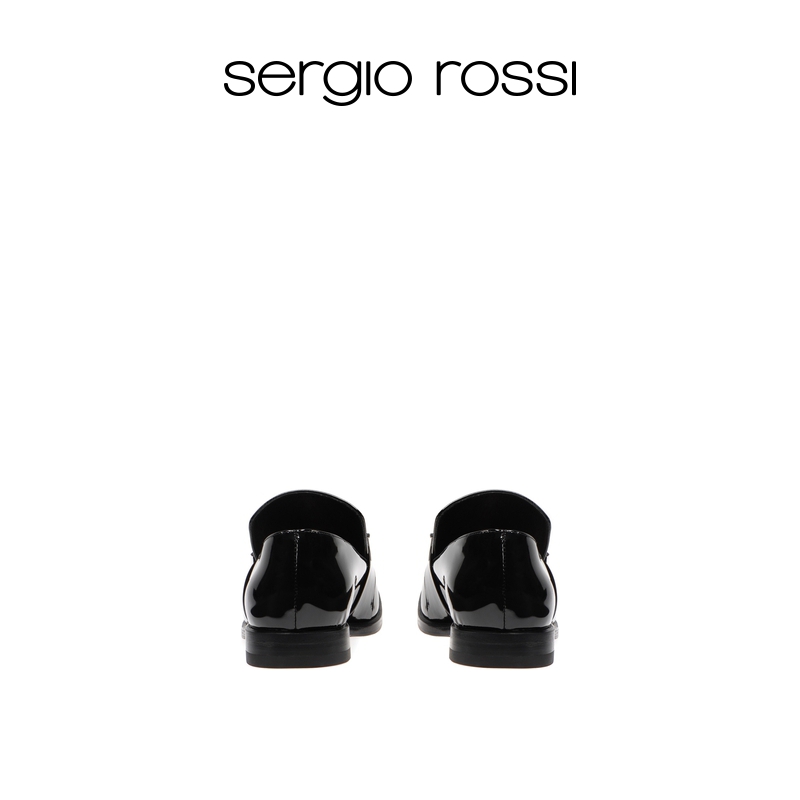 Sergio Rossi女鞋/SR PRINCE系列饰扣漆皮方头平底鞋-图1