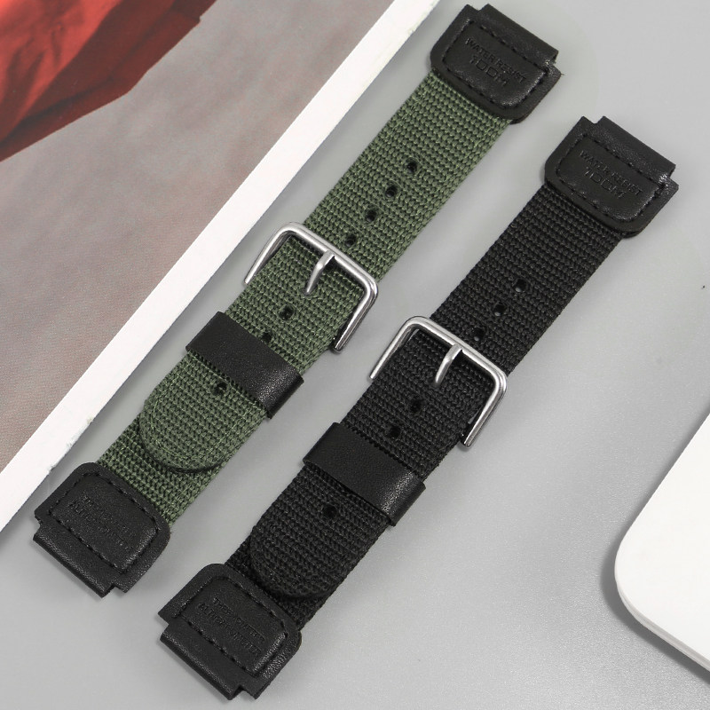 尼龙代用卡西欧ae-1200军绿手表带 vmkm配件